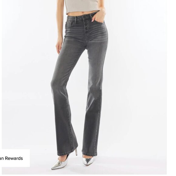 KanCan Margaret High Rise Bootcut Jean Grey Black Wash Button Fly KC7883LG 5/26 - Picture 6 of 6